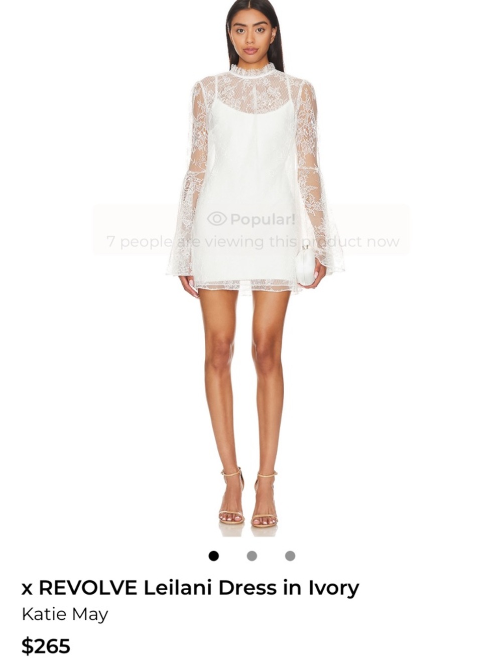 Katie May Ivory Lace Mini Dress with Bell Sleeves